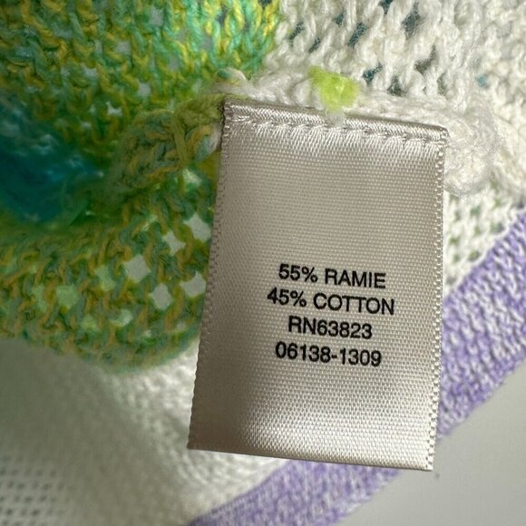 Open Knit Cardigan Sweater Size PL Coastal Grandma Squares - Picture 7 of 10